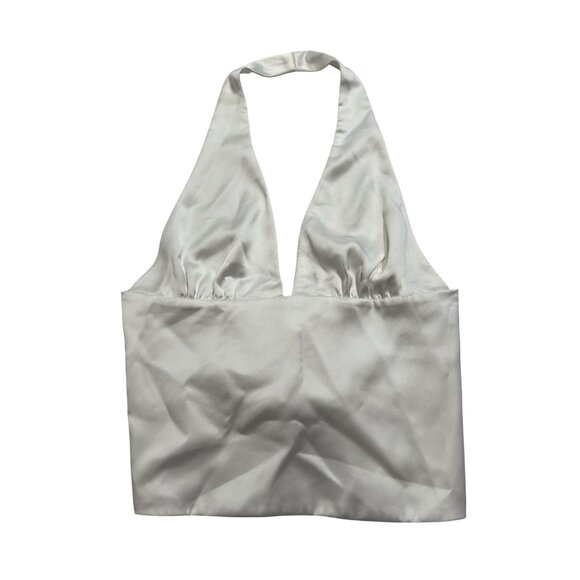 Zara Satin Effect Halter Top in White - Picture 1 of 4